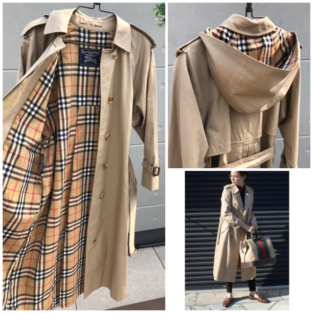 BURBERRY - 極美品★英国製 BURBERRY フード付きトレンチコート ステンカラーコートの通販 by swell's shop