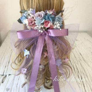 超 ロング ビッグリボン パープル系 髪飾り ヘッドドレス