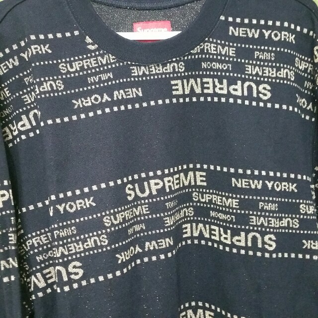 Supreme Metallic Jacquard Crewneck M 黒