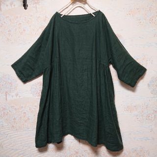 ネストローブ(nest Robe)の専用  nest Robe ネストローブ サイドギャザー ワンピース(グリーン)(ひざ丈ワンピース)