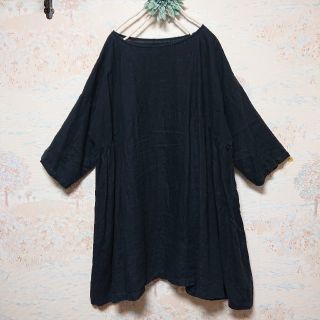 ネストローブ(nest Robe)のhokuou_chan様専用 nestRobe サイドギャザー(ダークネイビー)(ひざ丈ワンピース)