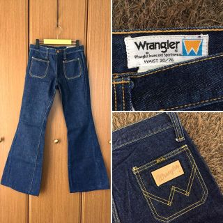 サンタモニカ(Santa Monica)の希少 80’sWrangler 濃紺 ハイライズ ブッシュベルボトムデニムパンツ(デニム/ジーンズ)