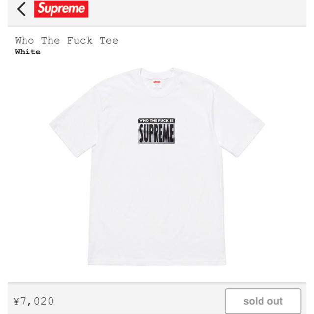 Supreme(シュプリーム)のsupreme 19ss who the fuck tee メンズのトップス(Tシャツ/カットソー(半袖/袖なし))の商品写真