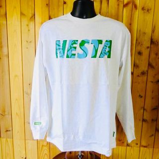 ネスタブランド(NESTA BRAND)の新品 安価 ネスタブランド プリント 長袖Tシャツ Lサイズ ホワイト(Tシャツ/カットソー(七分/長袖))