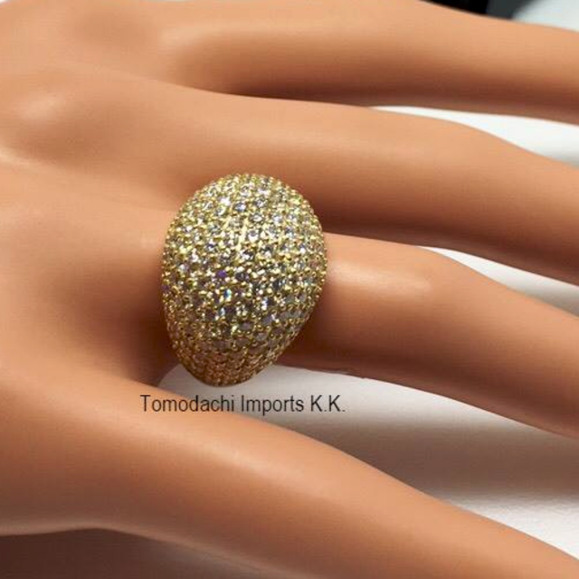 堅実な究極の Diamond イエローゴールド K18 Studded リング Chunky リング(指輪)