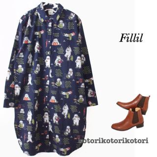 メルロー(merlot)のSALE【Fillil/フィリル】ゆきおとこさんのいちにち長袖シャツワンピース(ひざ丈ワンピース)