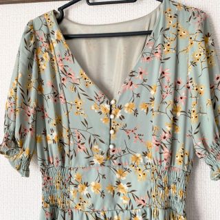 アルシーヴ(archives)のharuna様専用♡新品♡フラワーワンピース グリーン(ロングワンピース/マキシワンピース)