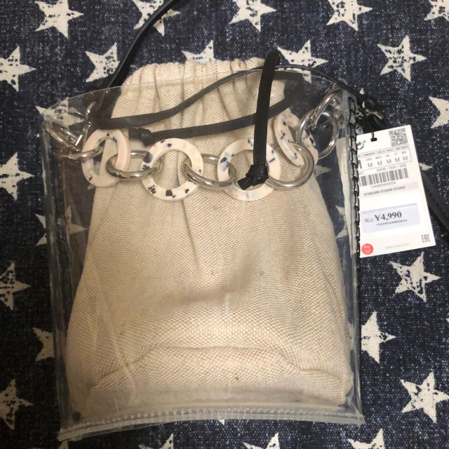 ZARA(ザラ)のZARA♡クリア巾着バッグ♡2way♡新品未使用 レディースのバッグ(ショルダーバッグ)の商品写真