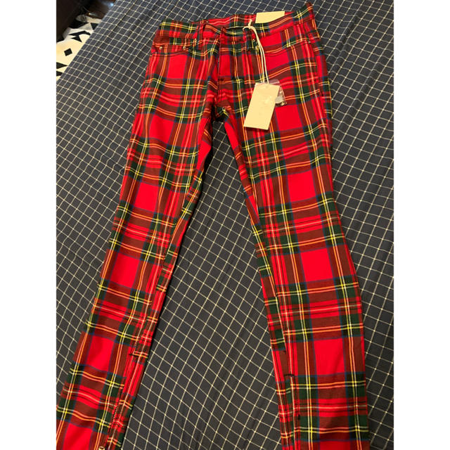 FEAR OF GOD(フィアオブゴッド)のMNML M85 Tartan Denim 28 red メンズのパンツ(デニム/ジーンズ)の商品写真