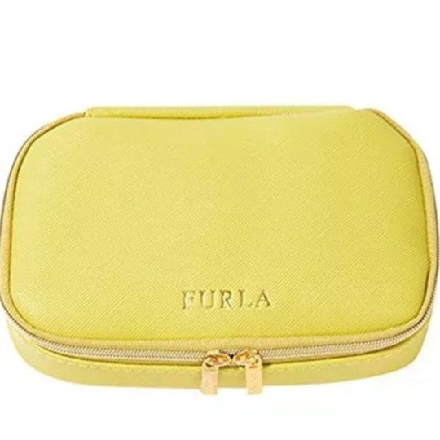 Furla(フルラ)のまな様専用　「FURLA」ミラーつきジュエリーポーチ ライム レディースのファッション小物(ポーチ)の商品写真