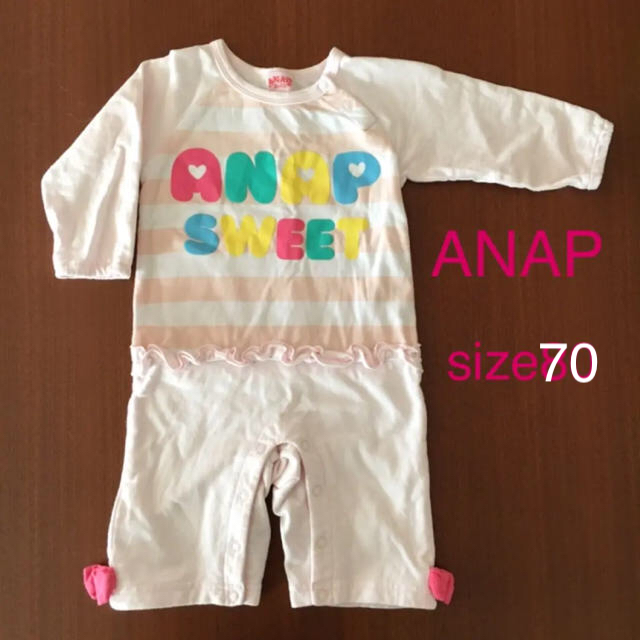 ANAP(アナップ)のANAP 70 長袖ロンパース キッズ/ベビー/マタニティのベビー服(~85cm)(ロンパース)の商品写真