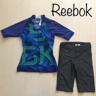 リーボック(Reebok)の新品 Reebok 水着 2点セット 半袖 フィットネス M BL レディース(水着)