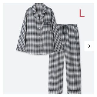 ユニクロ(UNIQLO)のユニクロ コットン パジャマ チェック Lサイズ／ネイビー 新品タグ付き！(パジャマ)