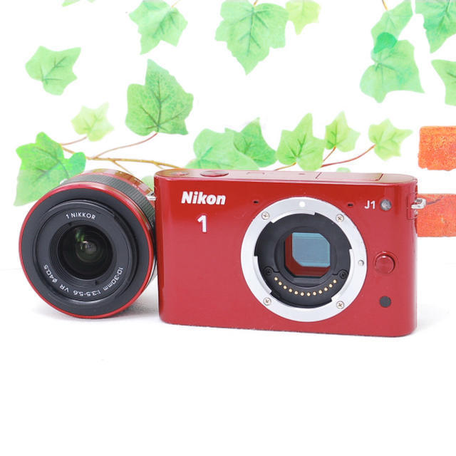 Nikon(ニコン)の❤️スマホ転送❤️希少なレッドカラー❤️Nikon 1 J1 スマホ/家電/カメラのカメラ(ミラーレス一眼)の商品写真