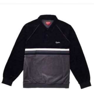 シュプリーム(Supreme)のsupreme Stripe velour raglan L&S Polo(ポロシャツ)