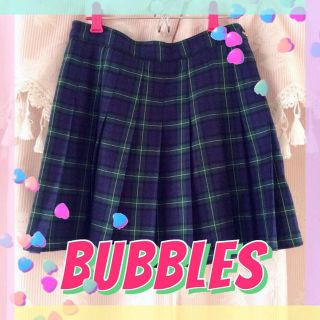 バブルス(Bubbles)のチェック ミニスカート グリーン(ミニスカート)