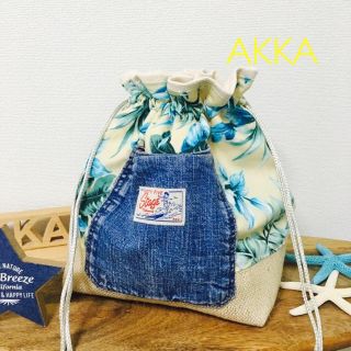 限定価格❤︎ボタニカル×リネンゴールド巾着bag by.AKKA(ショルダーバッグ)