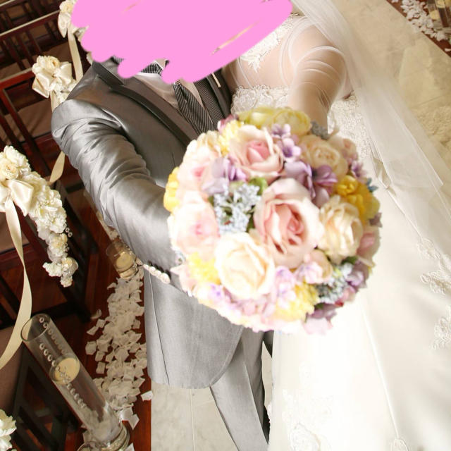 結婚式 オーダーメイド ラプンツェル風 ブーケ ブートニア ハンドメイドのウェディング(ブーケ)の商品写真