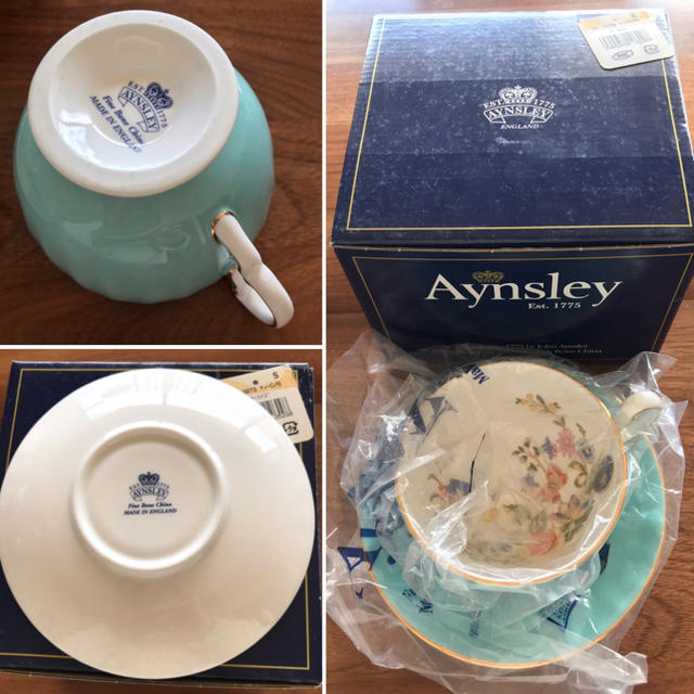 Aynsley China(エインズレイ)の新品未使用 エインズレイ ティーカップソーサーセット ターコイズブルー インテリア/住まい/日用品のキッチン/食器(グラス/カップ)の商品写真