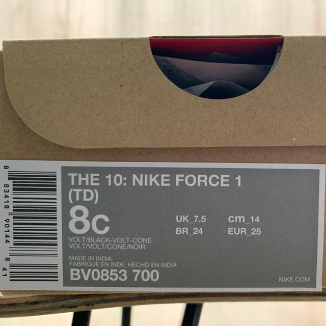 NIKE(ナイキ)の14cm OFF-WHITE × NIKE AIR FORCE 1 VOLT キッズ/ベビー/マタニティのベビー靴/シューズ(~14cm)(スニーカー)の商品写真