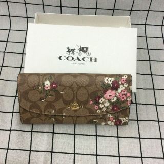 コーチ(COACH)のCOACH コーチ 長財布 開閉ホック 花柄 レザー 二つ折り長財布 ウォレット(財布)