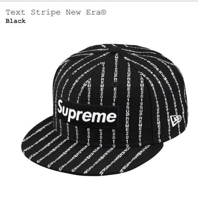 キャップSuprem国内正規品textstripe new eraシュプリーム7-1/2