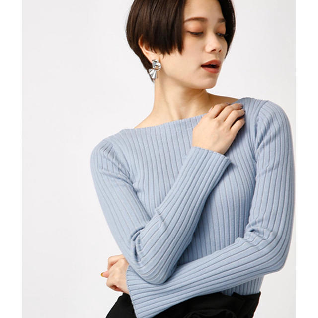 AZUL by moussy(アズールバイマウジー)のAZUL コットンリブプルオーバー 美品 レディースのトップス(カットソー(長袖/七分))の商品写真