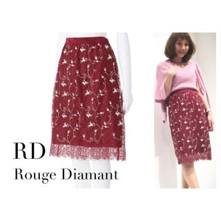 アールディールージュディアマン(RD Rouge Diamant)のRD 新品 レース刺繍スカート(ひざ丈スカート)