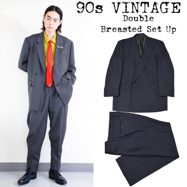 90s vintage 古着 ダブル セットアップ 灰 菅田将暉 - スーツ
