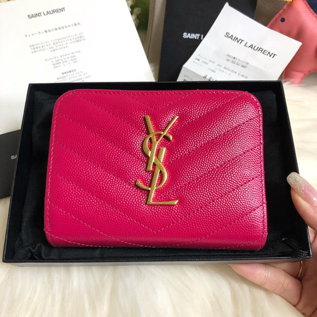 YSL サンローラン 二つ折り 折り財布 ピンク