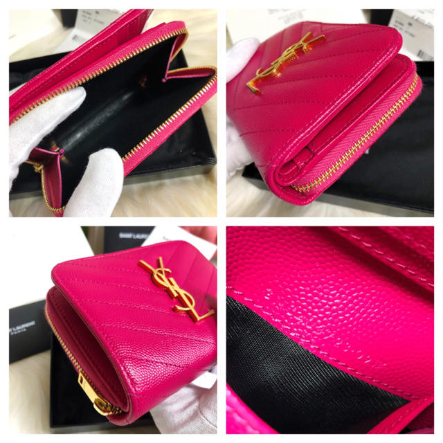 ✨未使用に近い✨　Yves Saint Laurent ミニ財布　クロコ　がま口