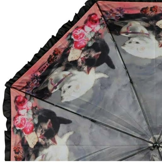 ♪薔薇と猫とフリルの傘♪晴雨兼用♪日傘♪雨傘♪キャットフレンド・絵画・名画 レディースのファッション小物(傘)の商品写真