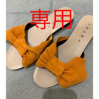 ザラ(ZARA)のZARA リボン付きフラットサンダル(サンダル)