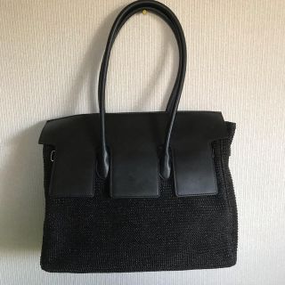 アズールバイマウジー(AZUL by moussy)のAZUL   ストローバッグ   黒  未使用(かごバッグ/ストローバッグ)