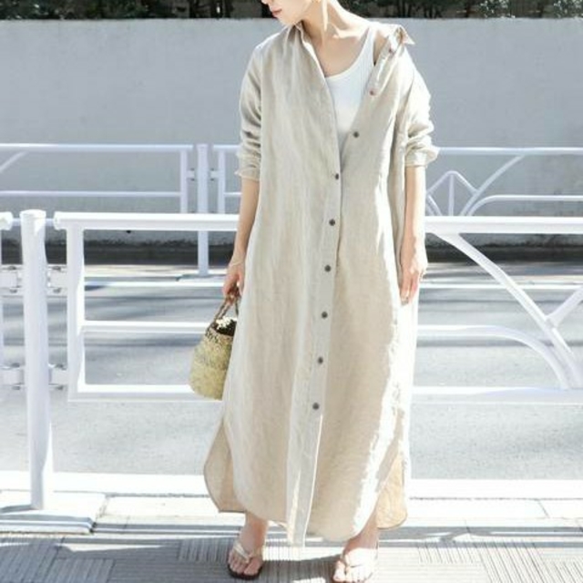 Plage Linen シャツワンピースレディース