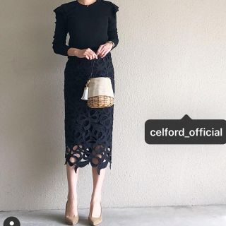 セルフォード Celford 大人気完売 オリジナルリボンレーススカート 黒