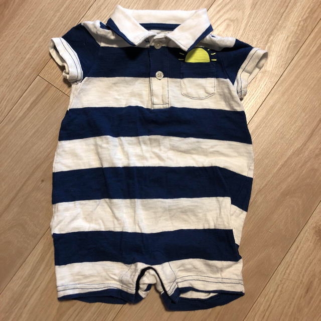 babyGAP(ベビーギャップ)のおふふさん専用 GAP  半袖 オーバーオール 70 ボーダー キッズ/ベビー/マタニティのベビー服(~85cm)(カバーオール)の商品写真