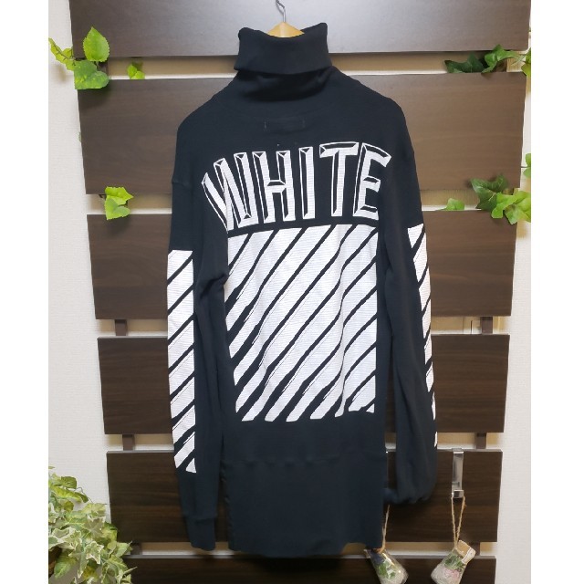 『海外正規品』Off-White ロング丈 ハイネックロンT ワッフル生地