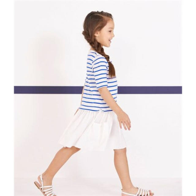 PETIT BATEAU(プチバトー)のSALE☆プチバトー ブルーマリニエール切替ワンピース キッズ/ベビー/マタニティのキッズ服女の子用(90cm~)(ワンピース)の商品写真