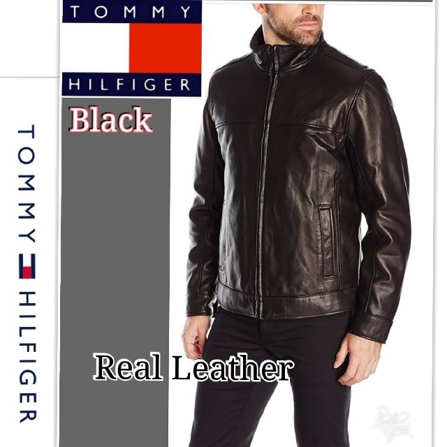 TOMMY HILFIGER(トミーヒルフィガー)の新品 TOMMY HILFIGER  レザーライダース　本革 一番人気ブラック　 メンズのジャケット/アウター(ライダースジャケット)の商品写真