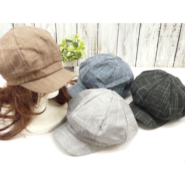 【新品】リネン　麻　キャスケット　ブラック　UV対策　サイズ調整可　春夏 レディースの帽子(キャスケット)の商品写真
