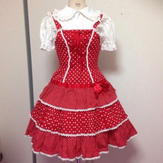 アンジェリックプリティー(Angelic Pretty)の【AngelicPretty】赤JSK(ひざ丈ワンピース)