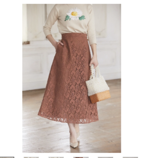 チェスティー(Chesty)の【美品】セブンテン seventen レーススカート( キャメル)(ロングスカート)