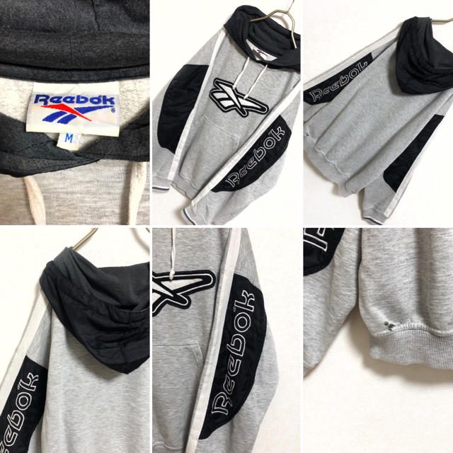 Reebok(リーボック)の【90s】reebok ロゴ デザインパーカー メンズ M デカロゴ 古着 メンズのトップス(パーカー)の商品写真