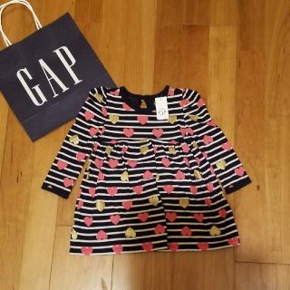 ベビーギャップ(babyGAP)の80 ボーダー×ハート　ワンピース(ワンピース)