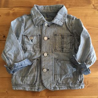 ベビーギャップ(babyGAP)のbaby GAP ベビーギャップ ヒッコリー柄 カバーオール 95cm(ジャケット/上着)