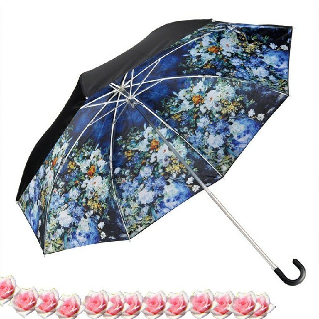 ★新品★折りたたみ傘♪晴雨兼用傘♪ルノワール♪ホワイトフラワー♪ルノアール♪ レディースのファッション小物(傘)の商品写真