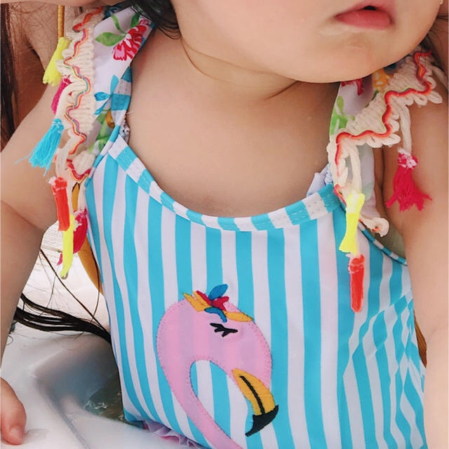 babyGAP(ベビーギャップ)の赤ちゃん 水着 12カ月 フラミンゴ トロピカル baby swim were  キッズ/ベビー/マタニティのベビー服(~85cm)(水着)の商品写真