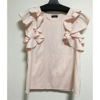 リッチミーニューヨーク(Riccimie New York)のリッチミー トップス ブラウス ピンクベージュ ストライプ(シャツ/ブラウス(半袖/袖なし))