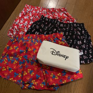 ディズニー(Disney)のミッキー柄 紳士トランクス 3枚セット LLサイズ(ポーチ付き)(トランクス)